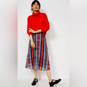 Maeve for Anthropologie Naya Plaid Knife Pleated Skirt 6 NWOT